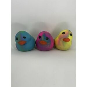 Squeezy Tie Dye Rubber Duck Squishy Toy Colorful Stress Relief Sensory Kids Gift